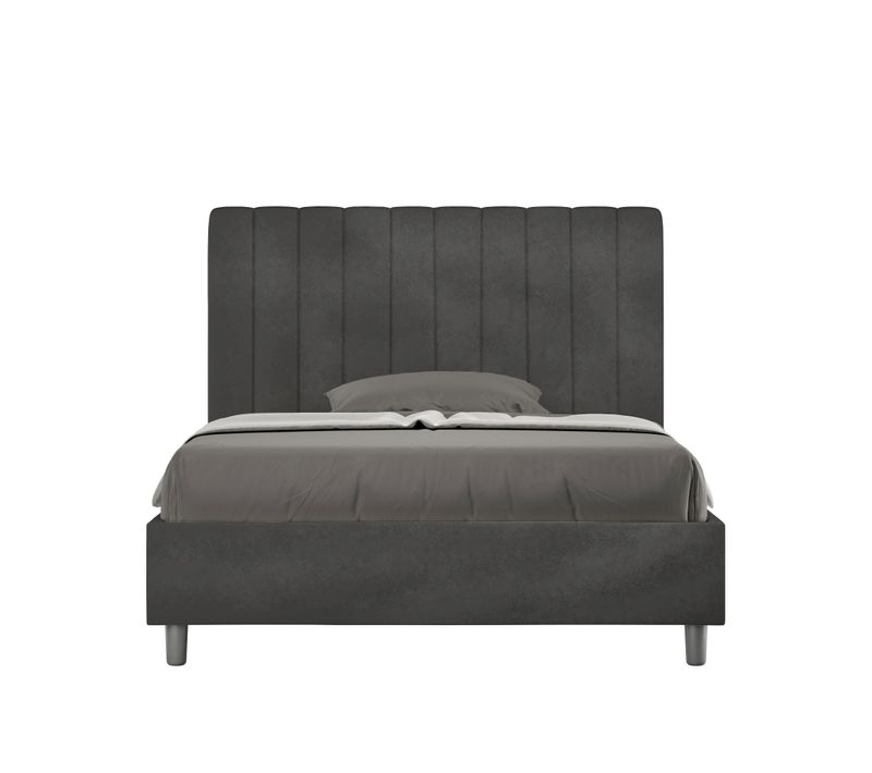 Lit 1 Place Et Demi Avec Sommier Rembourré 120x200 Microfibre Gris Agueda