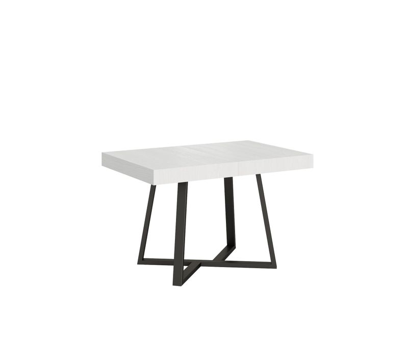 Table Extensible 80x120/204 Cm Zeplir Frêne Blanc Pieds Anthracite