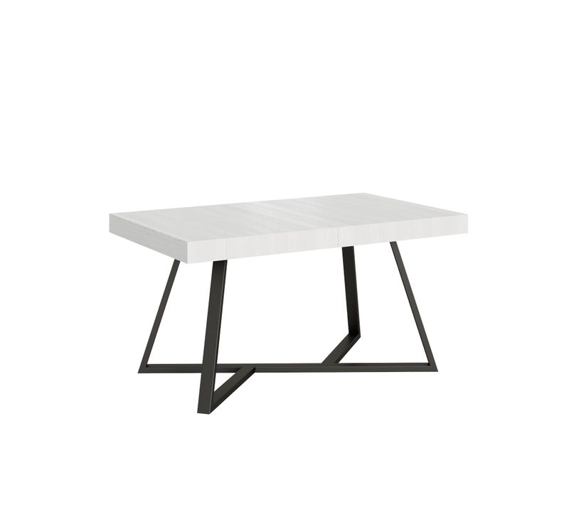Table Extensible 90x160/264 Cm Booster Frêne Blanc Pieds Anthracite