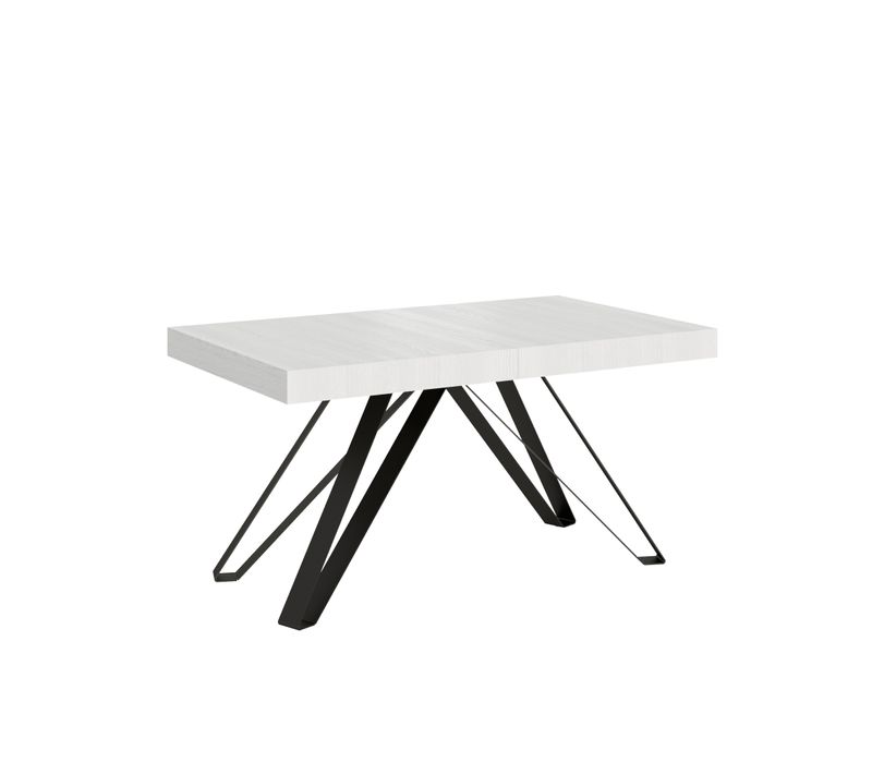 Table Extensible 90x160/264 Cm Terium Frêne Blanc Pieds Anthracite