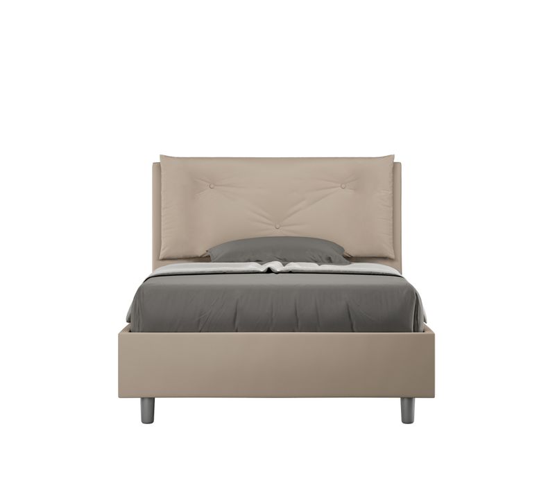 Lit 1 Place Et Demi Sans Sommier Rembourré 120x190 Similicuir Taupe Appia Large