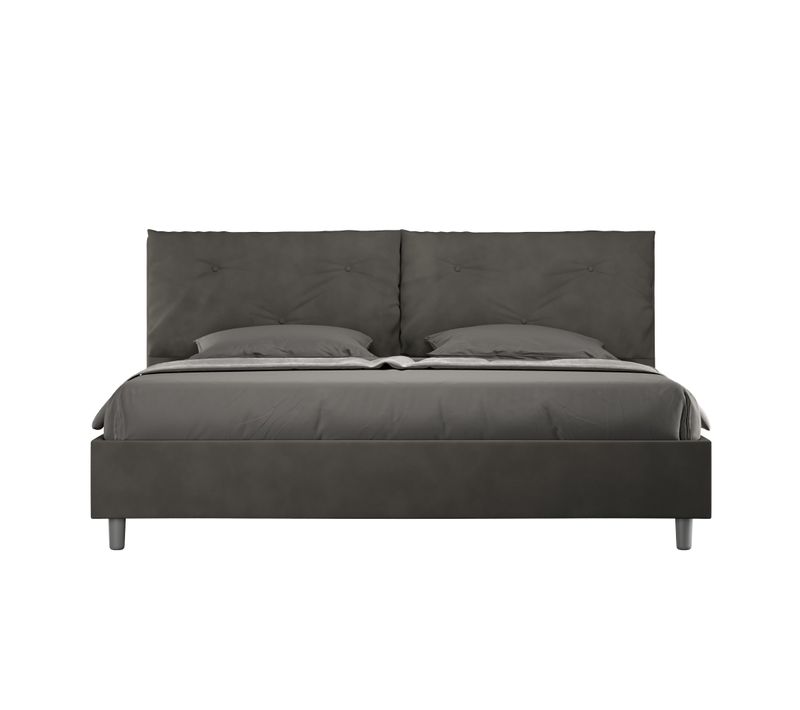 Lit King Size Avec Sommier Rembourré 200x210 Microfibre Gris Appia Large