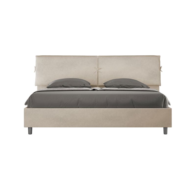 Lit King Size Sans Sommier Rembourré 200x210 Microfibre Sable Mados