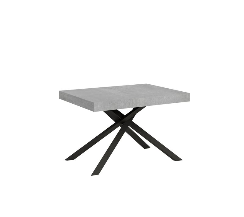 Table Extensible 90x130/390 Cm Karida Gris Béton Pieds Anthracite