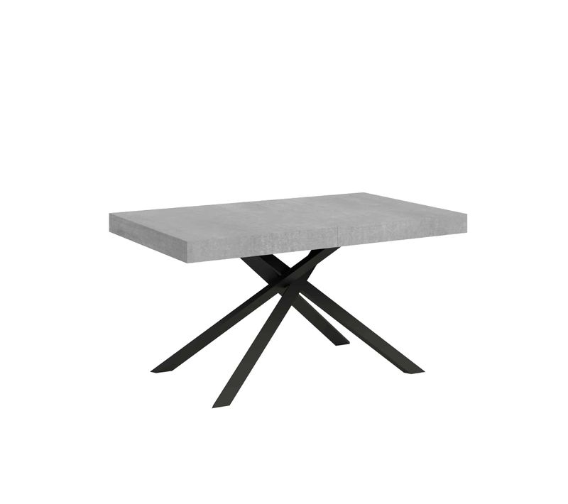 Table Extensible 90x160/420 Cm Karida Gris Béton Pieds Anthracite