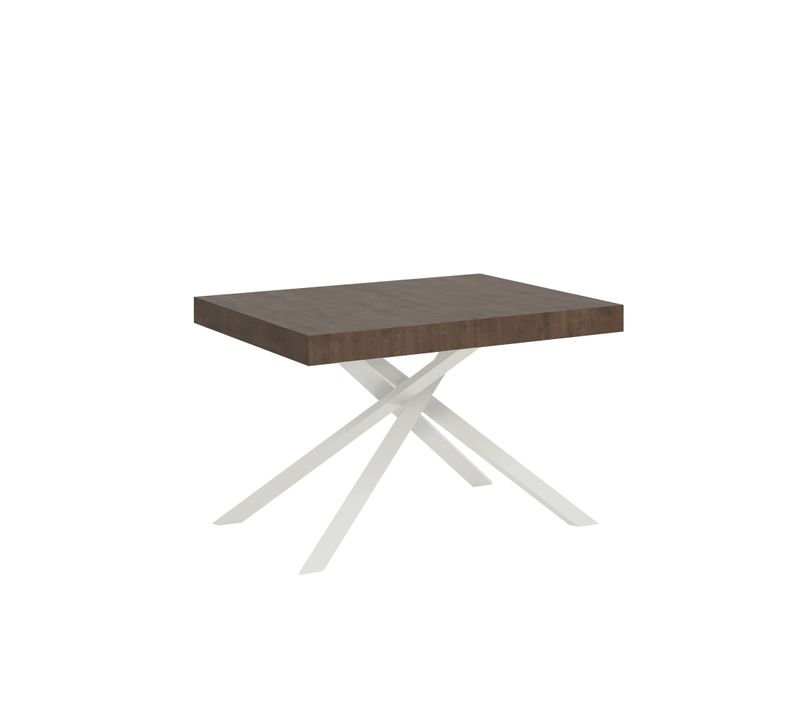 Table Extensible 90x130/390 Cm Karida Noyer Pieds Blancs