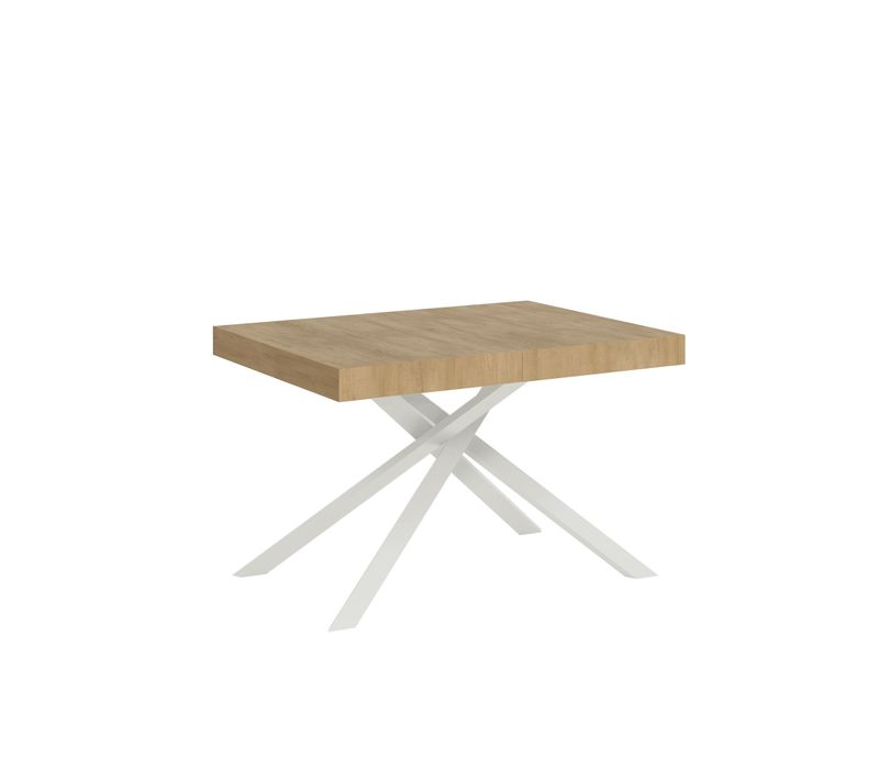 Table Extensible 90x130/390 Cm Karida Chêne Nature Pieds Blancs