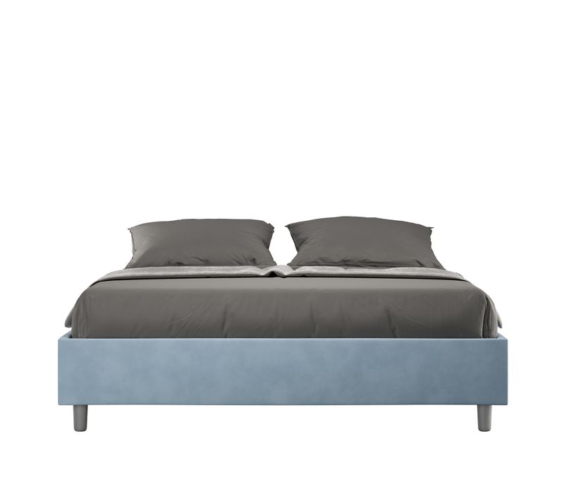 Lit Sans Sommier Rembourré 160x210 Microfibre Bleu Clair Azelia