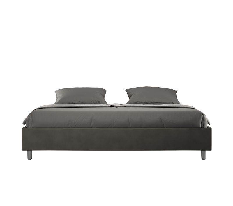 Lit Sans Sommier Rembourré 180x190 Microfibre Gris Azelia