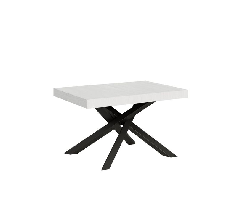 Table Extensible 90x120/224 Cm Volantis Frêne Blanc Cadre Anthracite