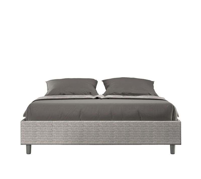 Lit Avec Sommier Rembourré 160x200 Tissu Aragona 1 Blanc Azelia