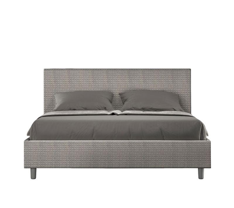 Lit Sans Sommier Rembourré 160x210 Tissu Labirinto 02 Gris Adele