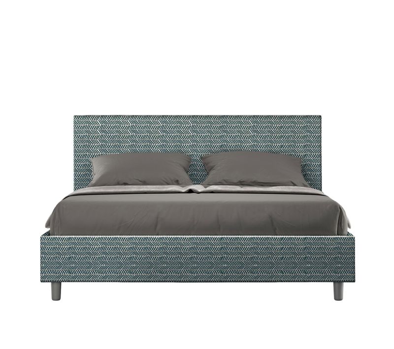 Lit Sans Sommier Rembourré 160x200 Tissu Aragona 8 Bleu Adele