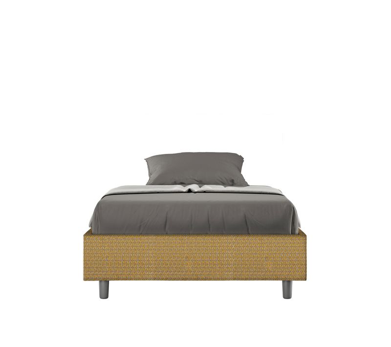 Cadre De Lit 1 Place Et Demi Avec Sommier Rembourré 120x200 Tissu Labirinto 6 Jaune Azelia