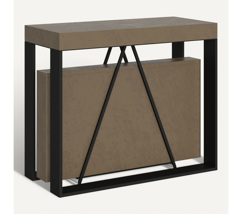 Console Extensible 90x40/300cm Sketa Taupe Cadre Anthracite