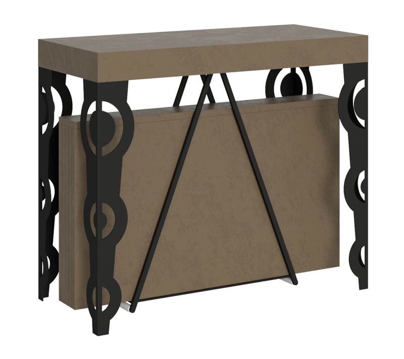 Console Extensible 90x40/300cm Aceres Taupe Cadre Anthracite