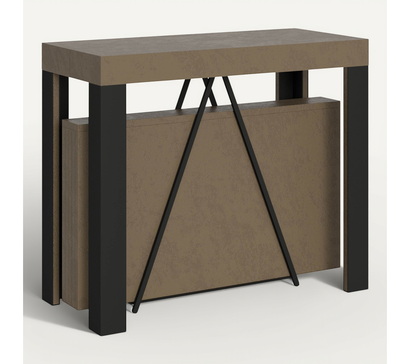 Console Extensible 90x40/196 Cm Tarax Small Taupe Cadre Anthracite