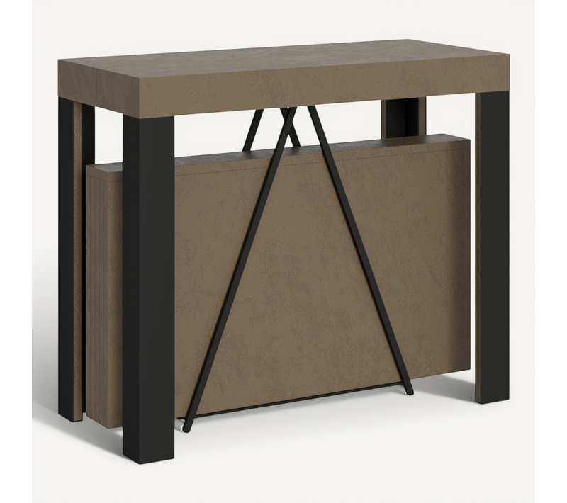 Console Extensible 90x40/300 Cm Tarax Taupe Cadre Anthracite