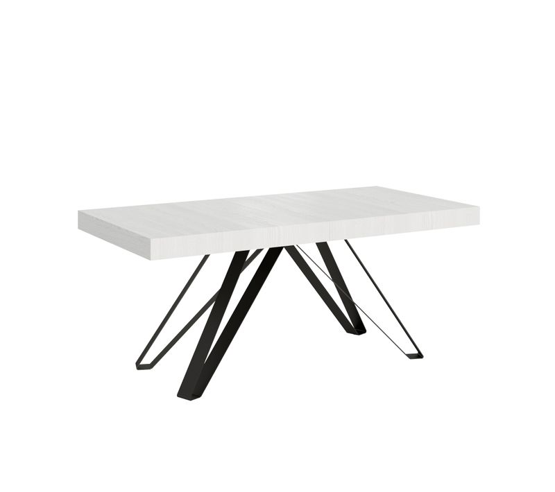 Table Extensible 90x200/460 Cm Terium Frêne Blanc Pieds Anthracite