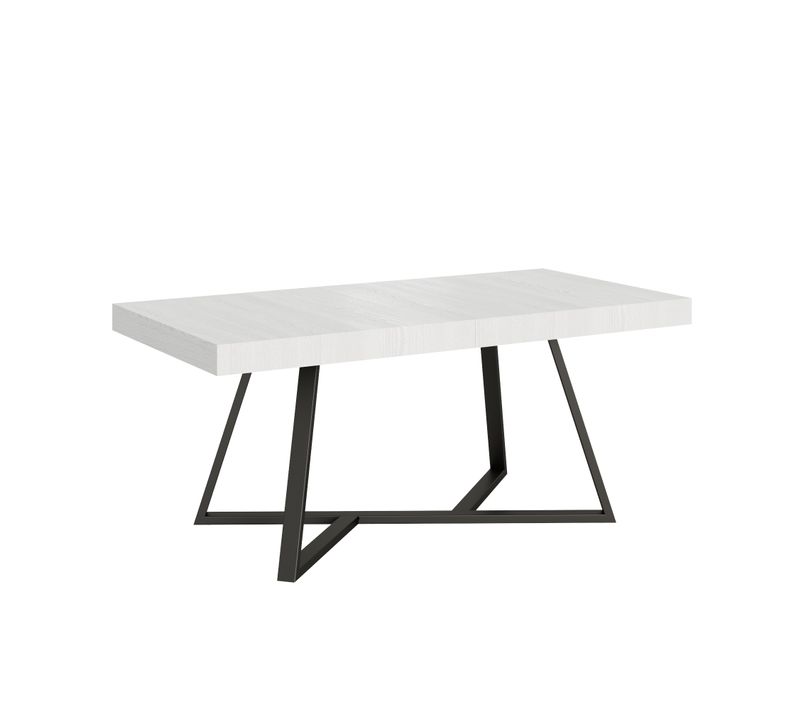 Table Extensible 90x200/460 Cm Booster Frêne Blanc Pieds Anthracite