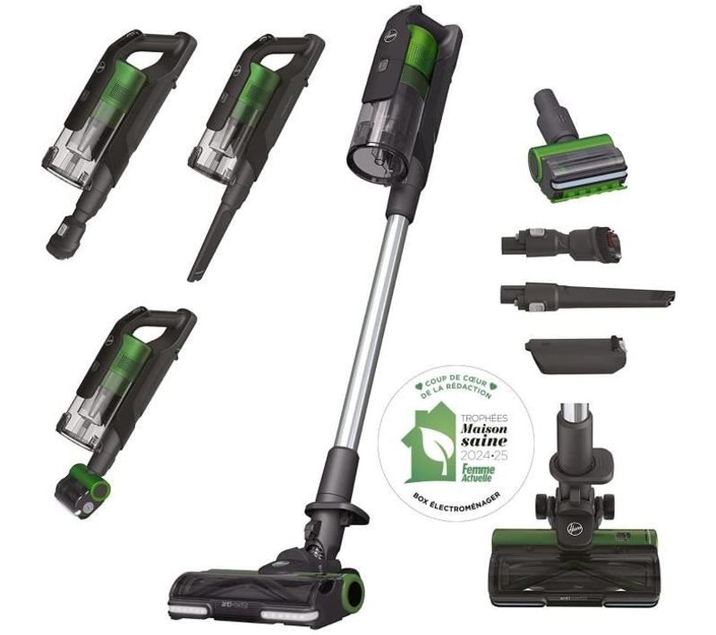 Aspirateur Balai Sans Fil - Hoover Hf920p - 65 Aw - 86 dBa - Ecran LED - Vert / Gris
