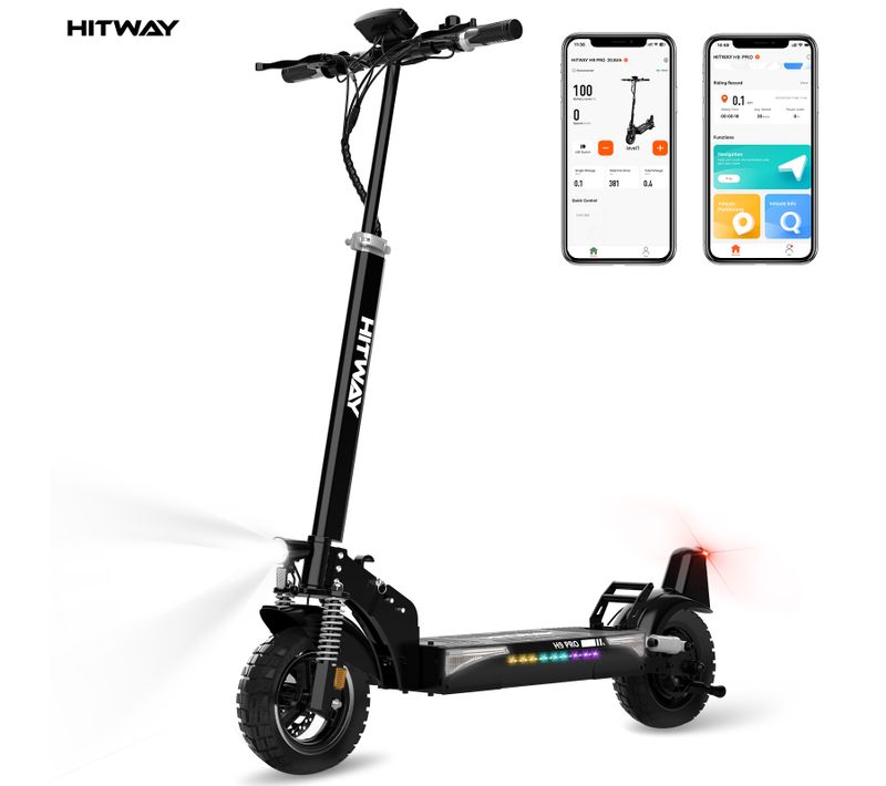 Trottinette Électrique Pliable - Pneus Solides 10" - App - Batterie 48v 20.8ah - Scooter Noiretgris