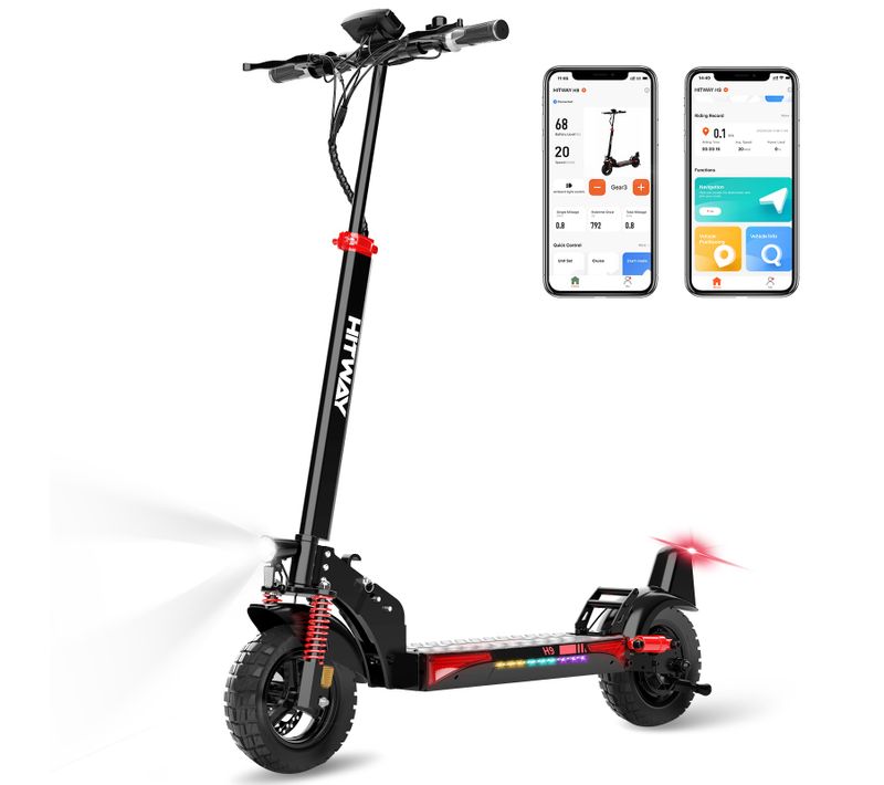 Trottinette Électrique Pliable - Pneus Solides 10" - App - Batterie 48v 15.6ah - Scooter Noir/rouge