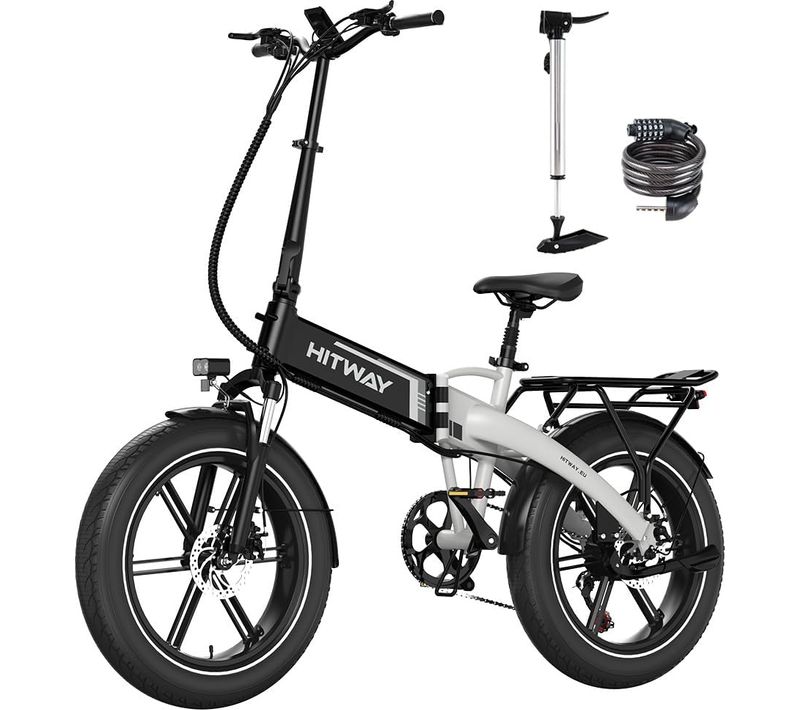 Vélo électrique Pliable 20×4.0 Pneus Larges - Batterie 48v 13ah - 7 Vitesses - Noiretblanc