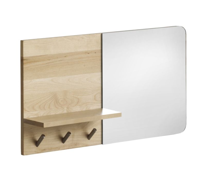 Miroir Porte-manteau Horizontal En Bouleau Naturel