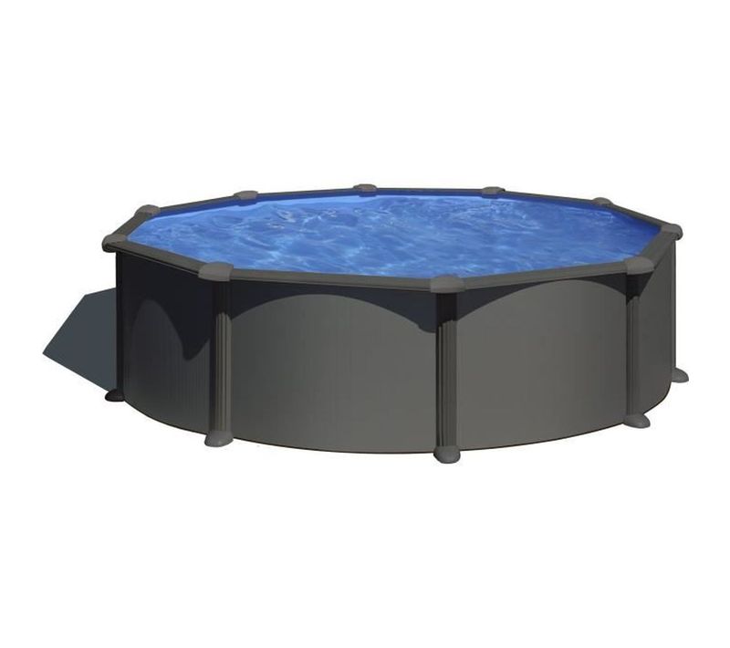 Piscine Hors-sol Ronde Acier D.370 X H122 Cm - Kit Complet Anthracite