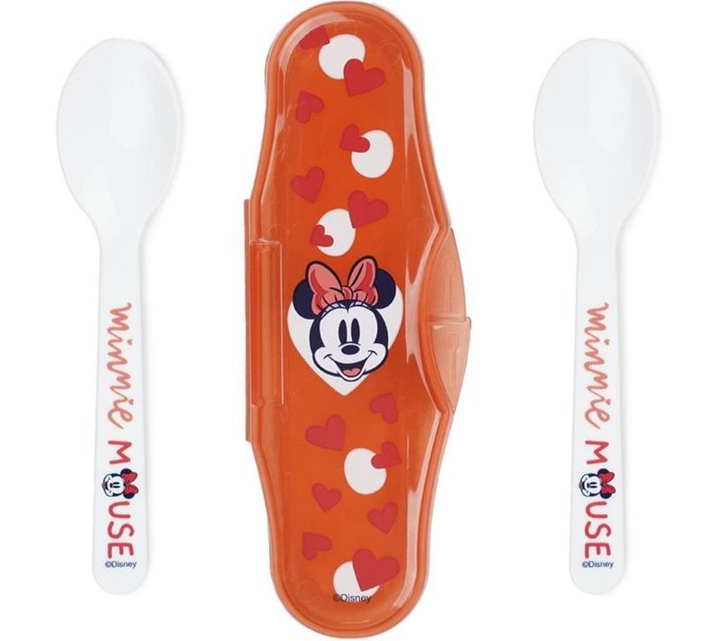 Set 2 Cuillères Disney Minnie - Étui Rigide, Ergonomiques, Sans Bpa