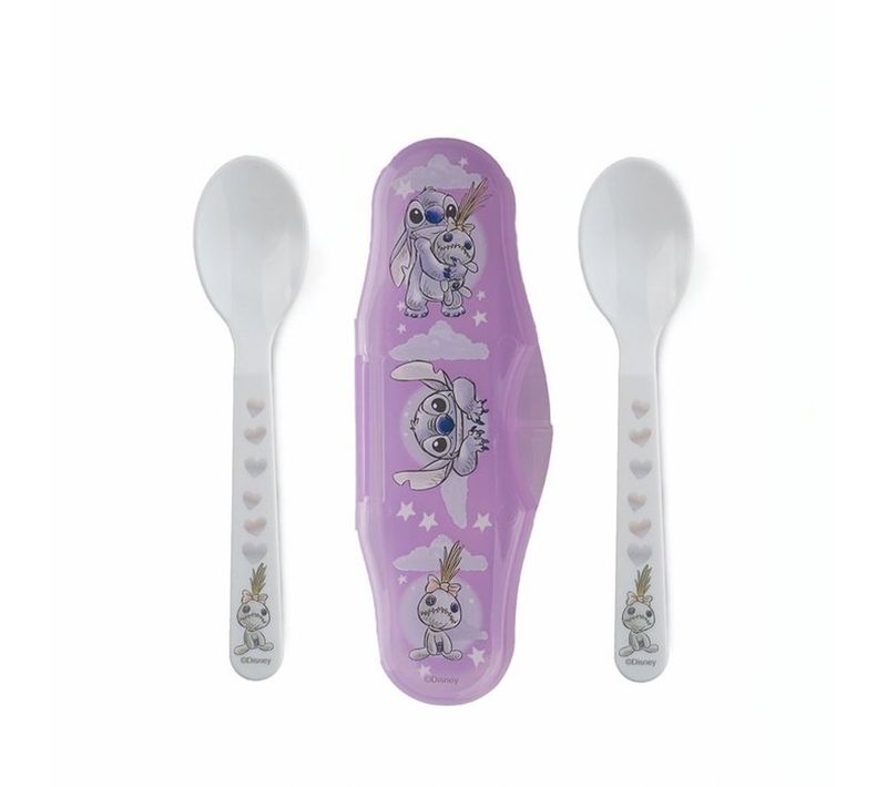 Set 2 Cuillères Bébé Lilo et Stitch Avec Étui De Transport — 10+ Mois