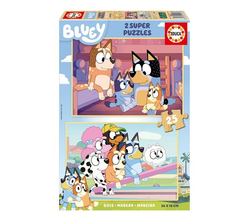 Set 2 Puzzles X 25 Pièces Educa Bluey En Bois