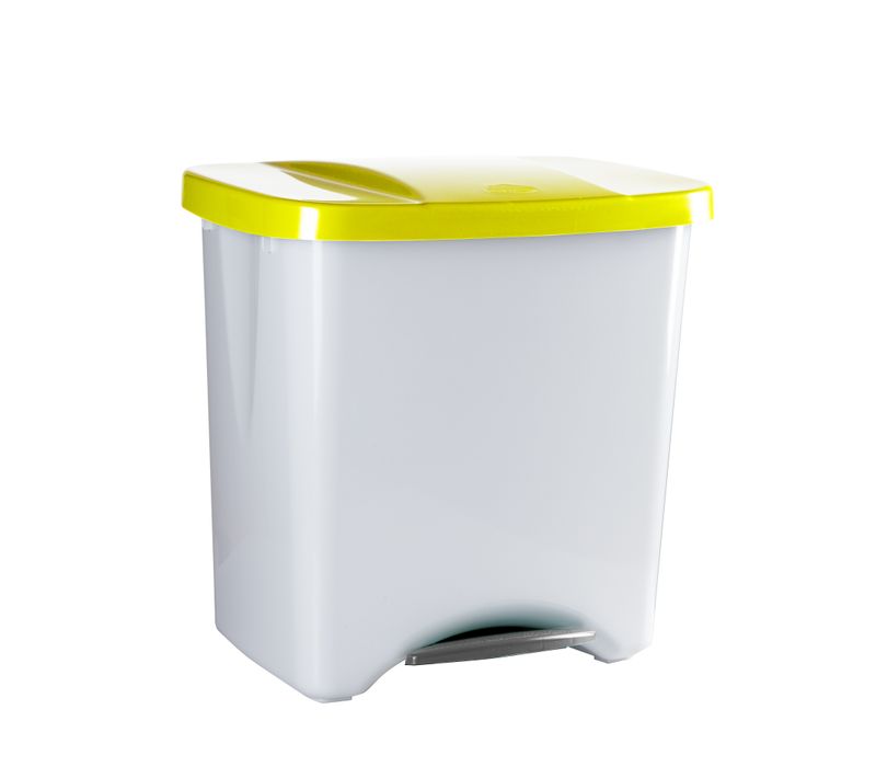 Poubelle Écologique À Pédale 50l Couvercle Jaune