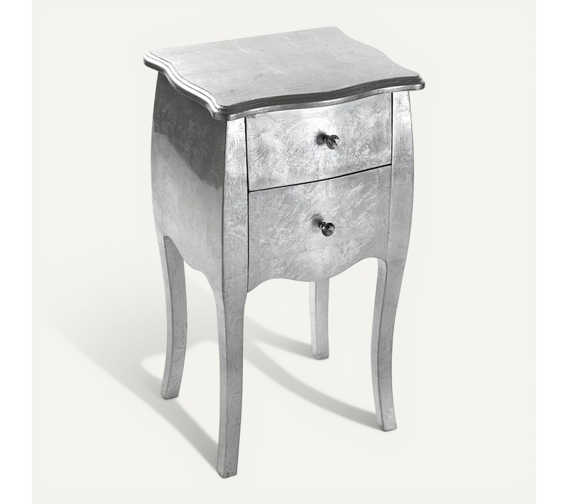 Table De Chevet Cagliari 40x35x71cm,bois, Argenté