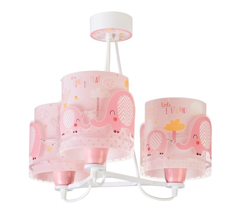 Suspension Pour Enfants à 3 Lampes Little Elephant Éléphante Rose