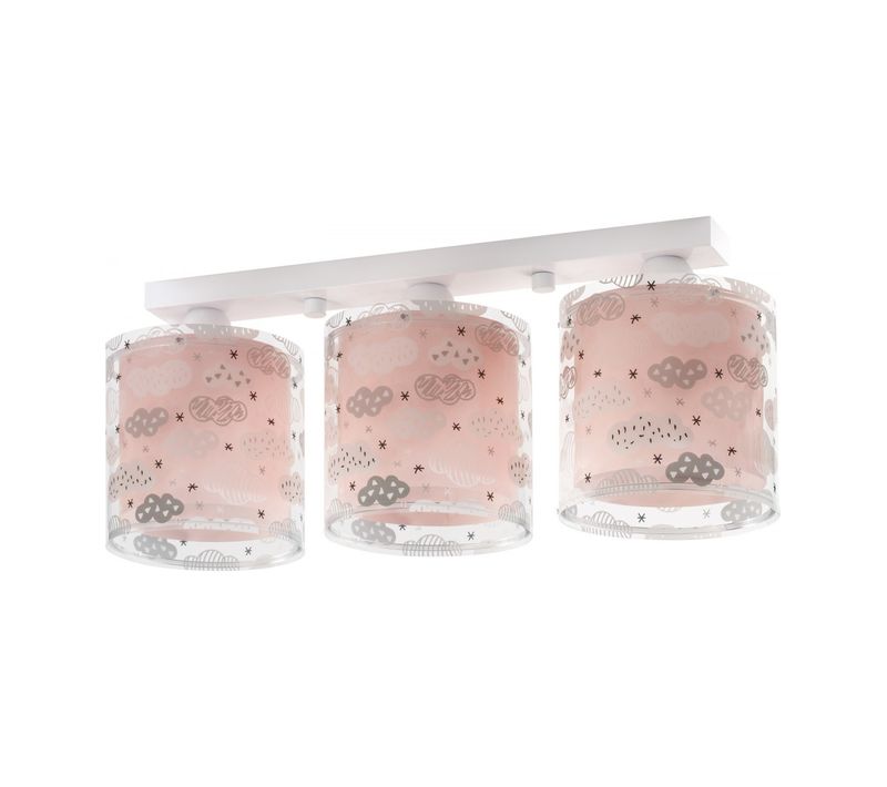 Plafonnier Pour Enfants à 3 Lampes Clouds Nuages Rose