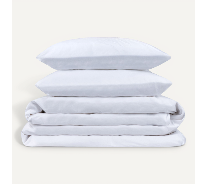 Parure Housse De Couette Et Oreiller 100% Coton 200 Fils Blanc