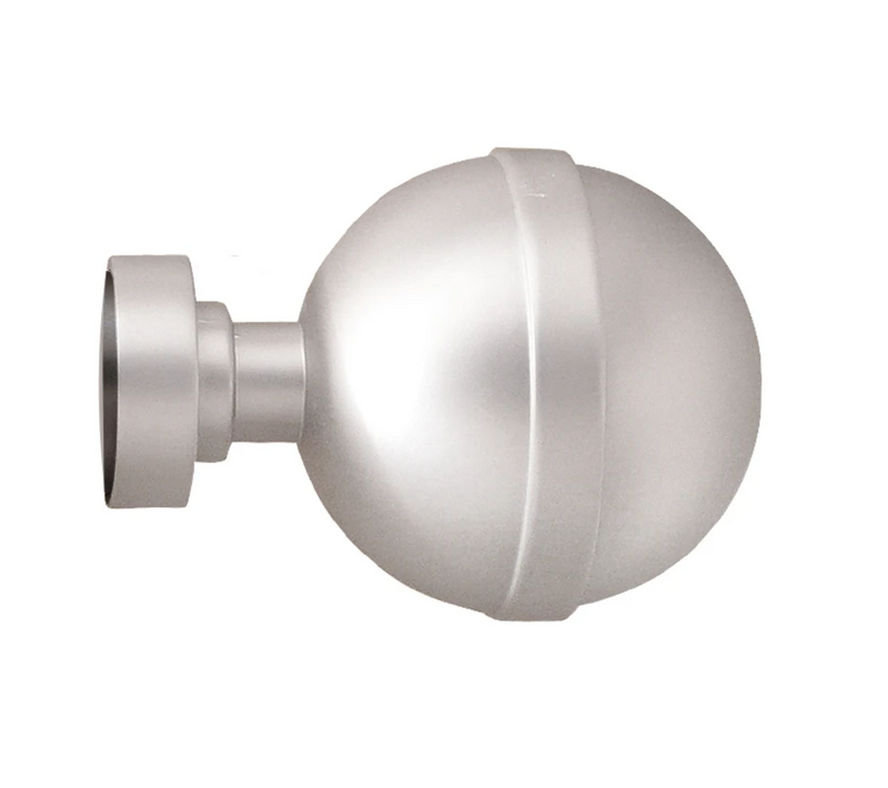 Paire D'embouts 'sphère' Pour Barre D. 28 Mm - Diam. 28 Mm - Argent