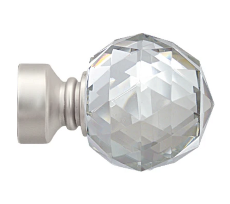 Embout 'crystal' Pour Barre D. 28 Mm - Diam. 28 Mm - Argent