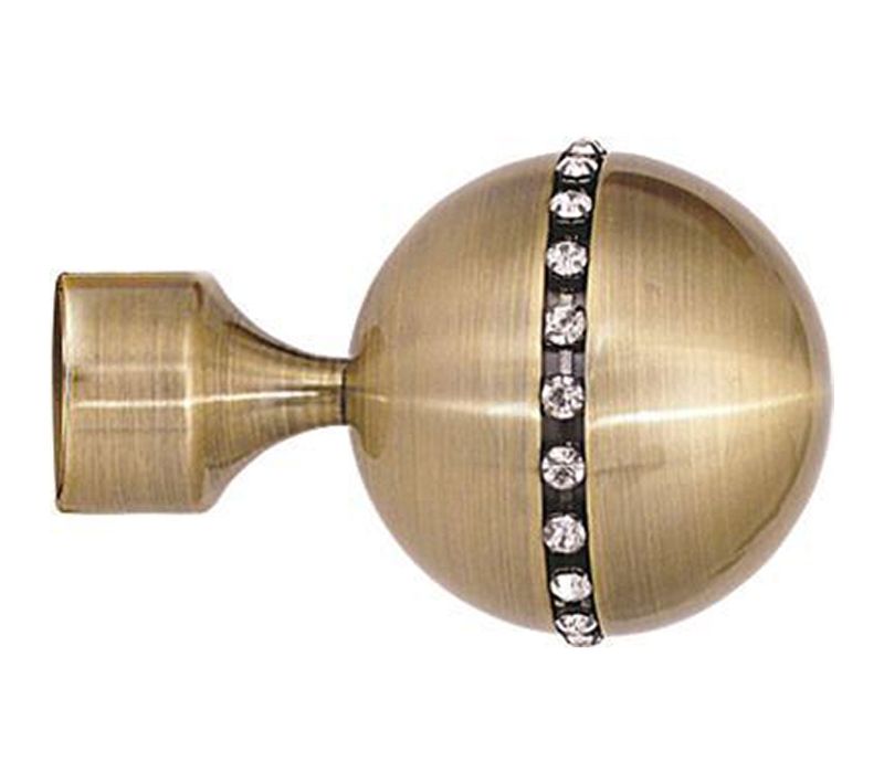 Paire Embouts De Tringle "sphère Strassée" - Diam. 20 Mm - Doré