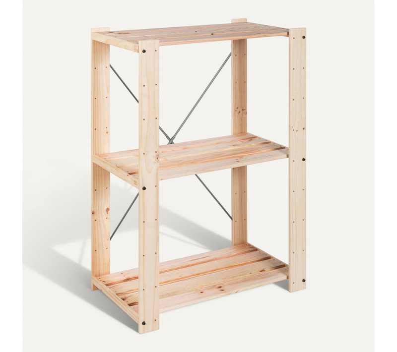 Étagère Charge Lourde En Pin Massif Evolution 3 Tablettes