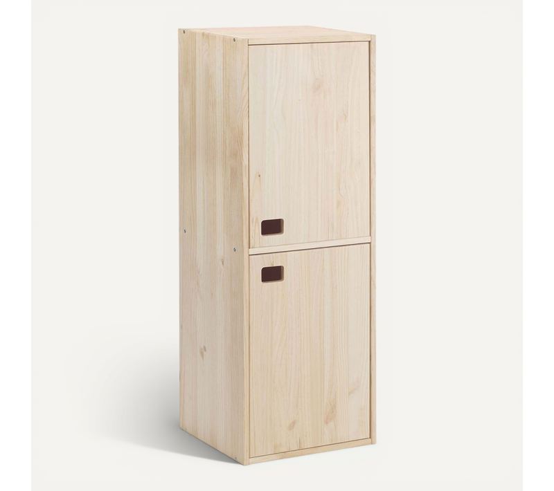 Armoire En Pin Brut 2 Portes 4 Tablettes Dinamic