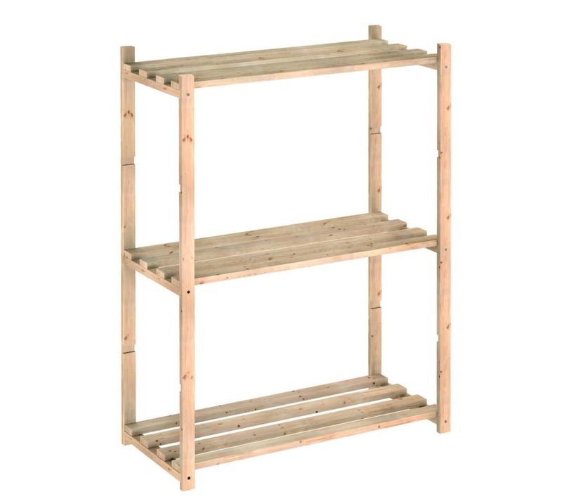 Etagère 3 Tablettes À Lattes 88x65x30cm Nc-3-30