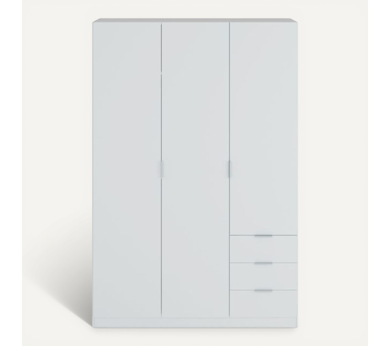 Armoire Nina 3 Portes Et 3 Tiroirs L121 X H180 Cm -  Blanc