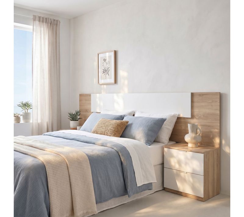 Tête de lit avec chevets 140/160 cm LINEA blanc