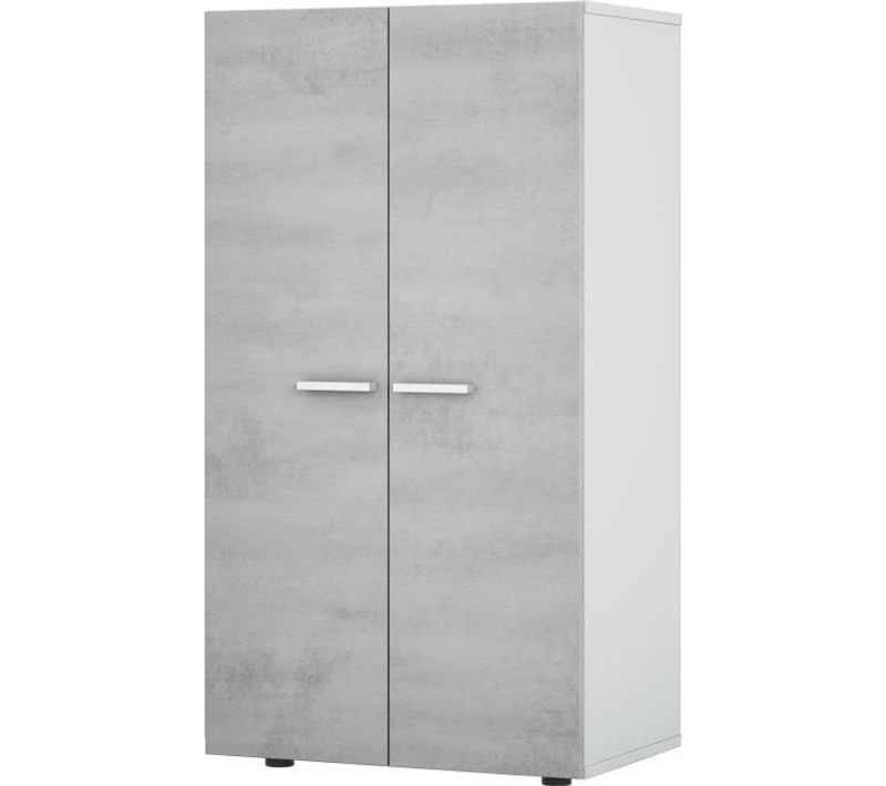 Meuble D'entrée - Meuble à Chaussure - 2 Portes - Décor Effet Béton - L55 X P36 X H103 Cm - Star