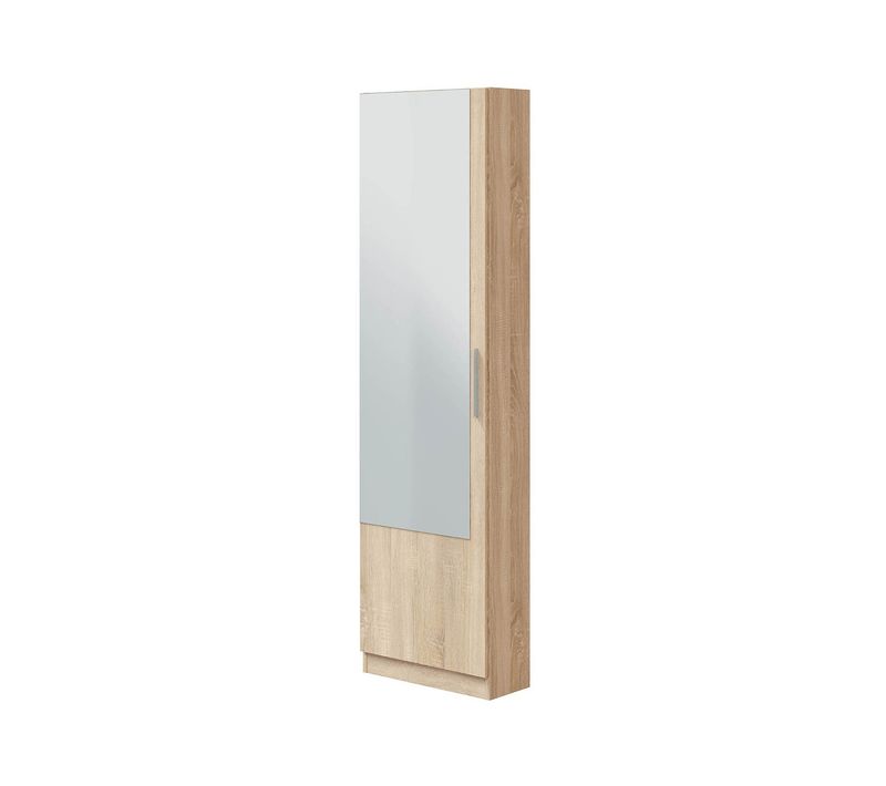 Meuble à Chaussures 1 Porte Avec Miroir Blanc - H180 X L50 Cm