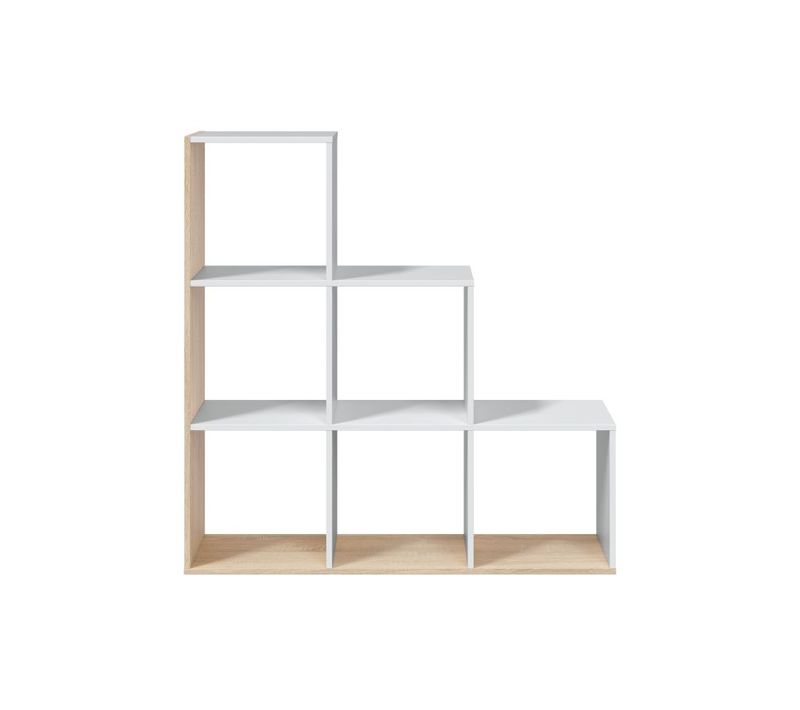 Bibliothèque Escalier Jade Avec 6 Cubes L108cm X H110 cm -  Blanc / Bois