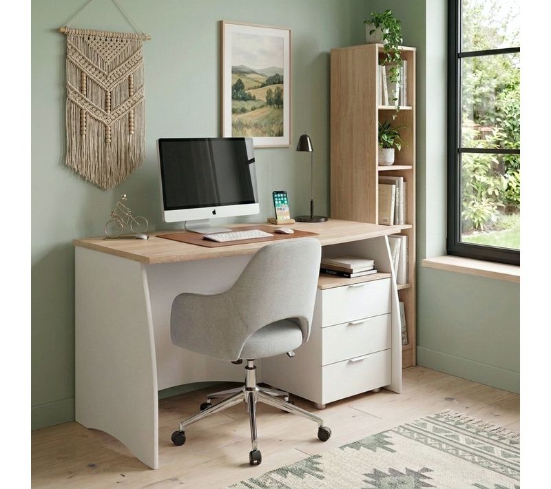 Bureau INK Blanc et imitation chêne